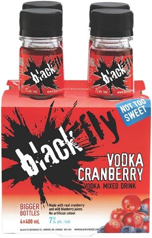black fly vodka cranberry 400 ml - 4 bottles chestermere liquor delivery