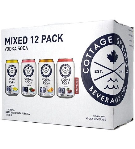 cottage springs vodka soda mixed pack 355 ml - 12 cans chestermere liquor delivery