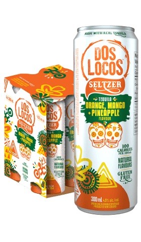 dos locos orange mango pineapple seltzer 300 ml - 4 cans chestermere liquor delivery