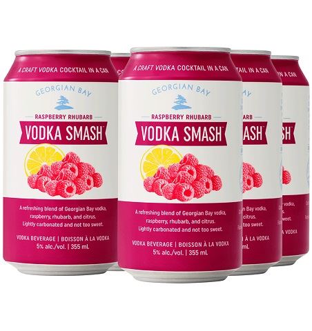 georgian bay raspberry rhubarb vodka smash 355 ml - 6 cans chestermere liquor delivery