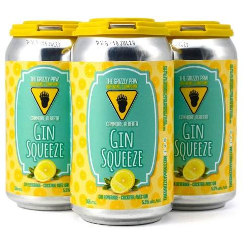 grizzly paw gin squeeze 355 ml - 4 cans chestermere liquor delivery