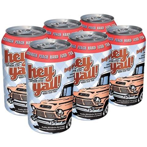 hey y'all georgia peach hard iced tea 341 ml - 6 cans chestermere liquor delivery