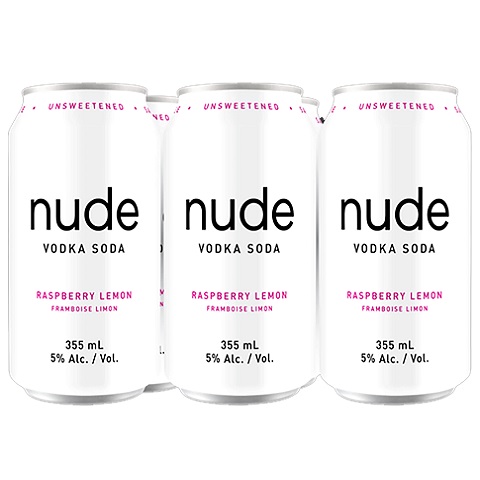 nude vodka soda raspberry lemon 355 ml - 6 cans chestermere liquor delivery