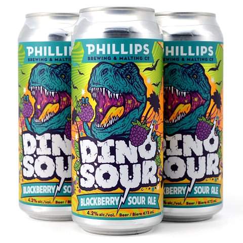 phillips dinosour blackberry sour 473 ml - 4 cans chestermere liquor delivery