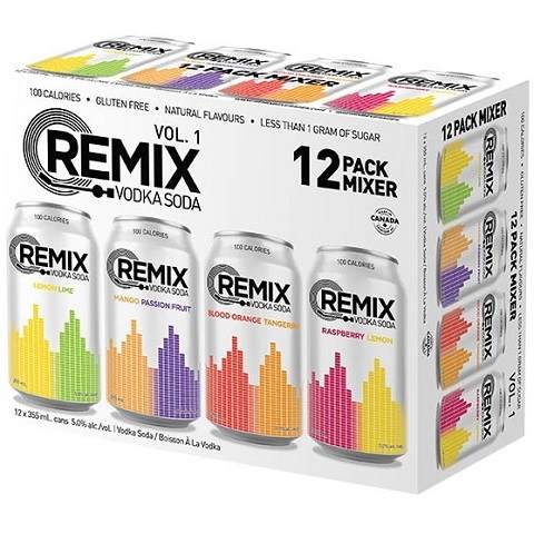 remix vodka soda vol. 1 variety pack 355 ml - 12 cans chestermere liquor delivery