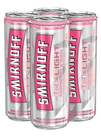 smirnoff ice light raspberry & soda 355 ml - 4 cans chestermere liquor delivery