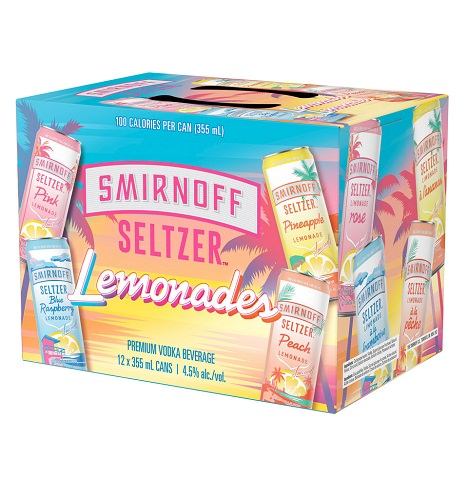 smirnoff seltzer lemonade variety pack 355 ml - 12 cans chestermere liquor delivery