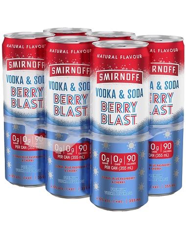 smirnoff vodka soda berry blast 355 ml - 6 cans chestermere liquor delivery